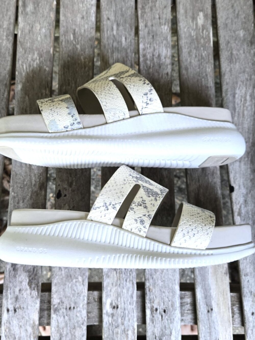 COLE HAAN 2.Zerogrand Slot Slide Sandals Ivory Roccia Optic Snake Print Shoes 6 - Picture 3 of 4